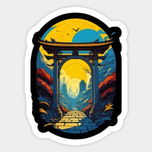 Colorful Japanese Gate Back Print Sticker